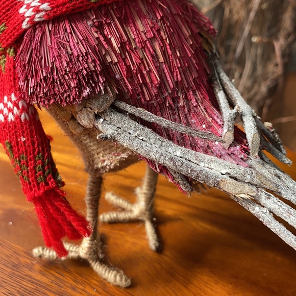 Pottery Barn Sisal, Pinecone and Twig Holiday Owl with Scarf and Burlap body 🦉 - Picture 9 of 16